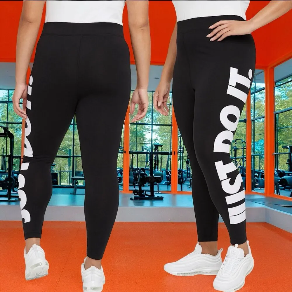 Nike Women's Black Plus Size High-Waisted 'JUST DO IT' Leggings 2XL DC6933-010